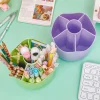 Functional 6 Grids Pens Stationery Spinning Organizer Large Capacity Student Table Storage Rotating Pencils Container