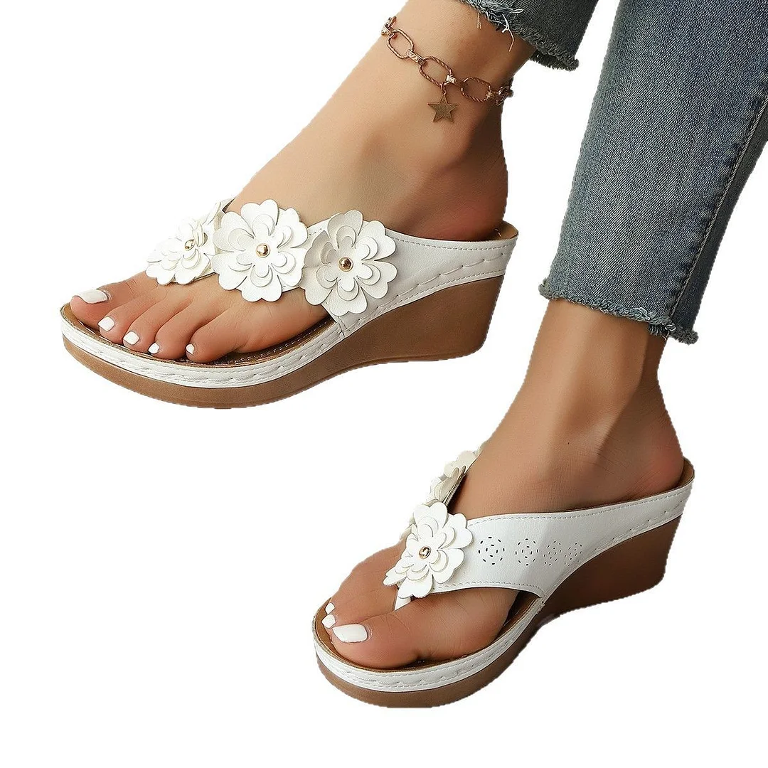 Yyvonne 2025 Flower Sandals Women's Line Leisure Beachside Slopes And Comfortable Large-Size Slippers