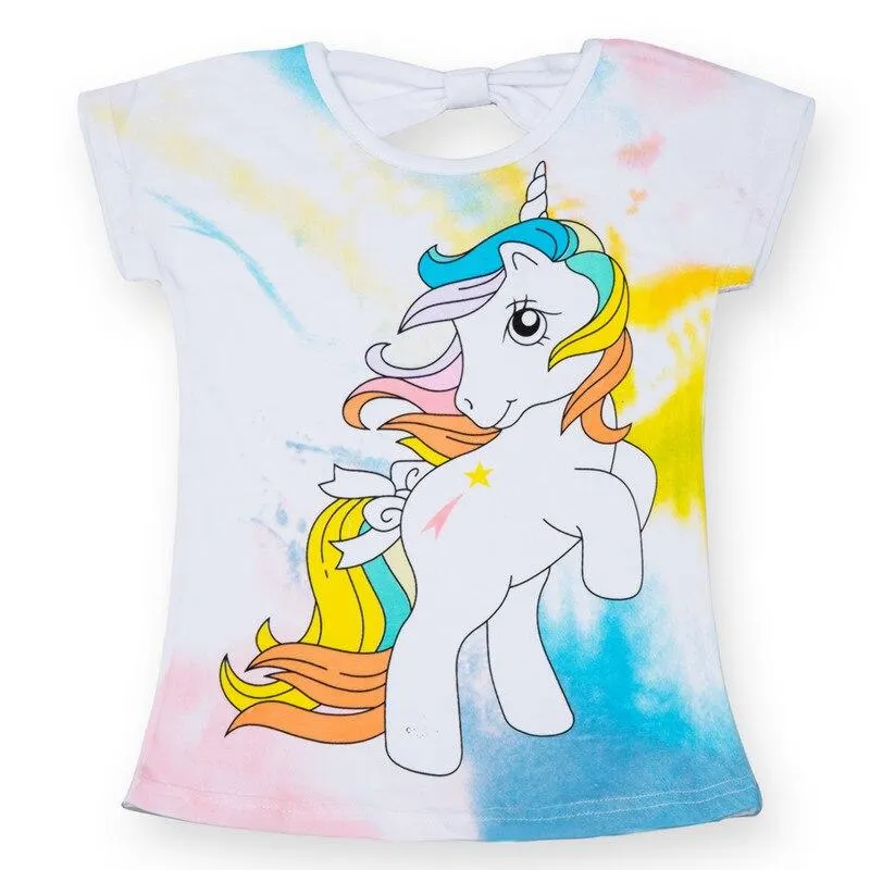 Fashion Unicorn Girls T-shirt Children Short Sleeves White Tees For Boys Baby Kids Cotton Tops For Girls Clothes 3 4 5 6 7 8 Yrs