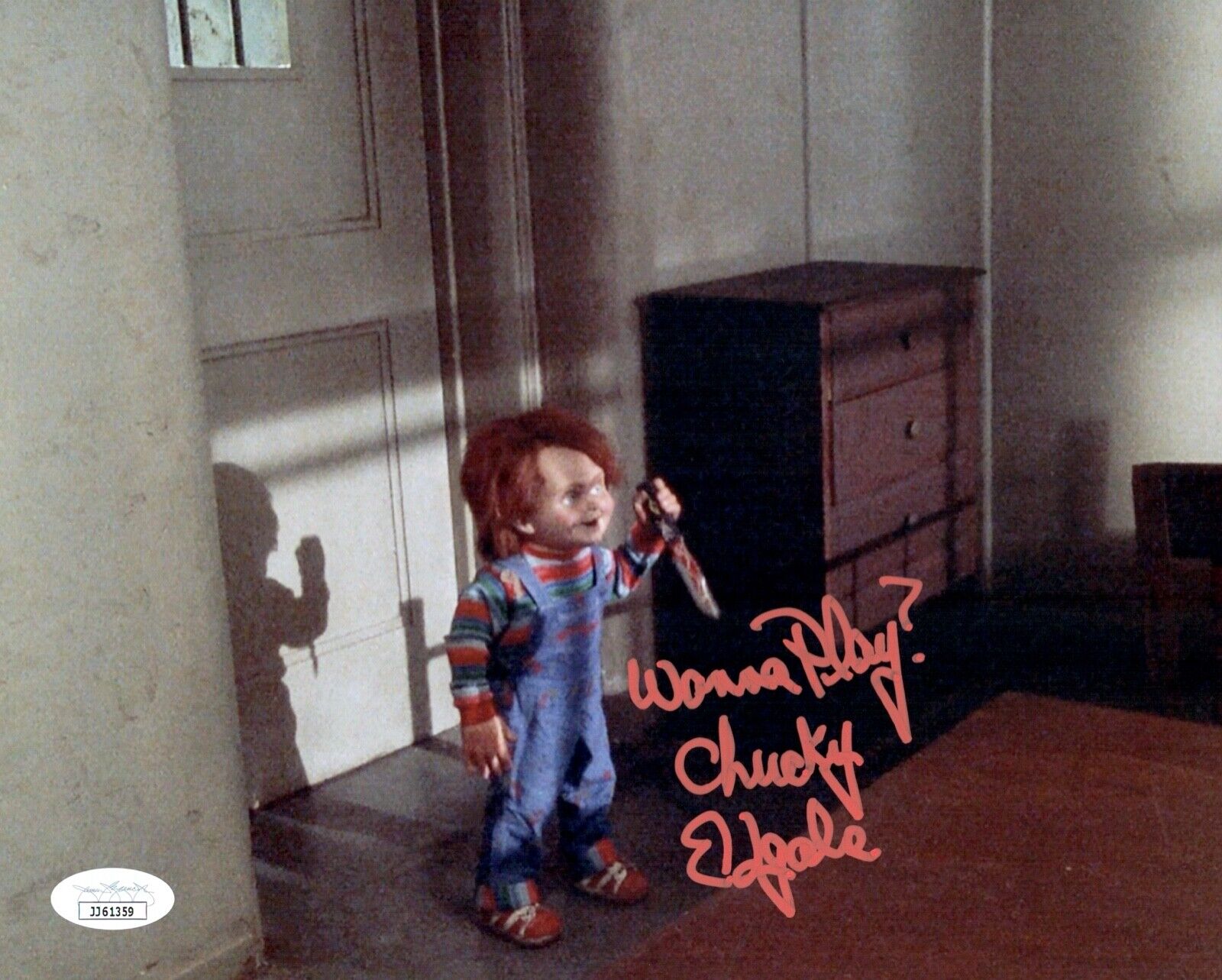 ED GALE Signed CHUCKY 8x10 Photo Poster painting Child's Play In Person Autograph JSA COA Cert