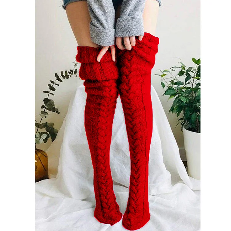 Autumn And Winter Solid Color Over-knee Socks