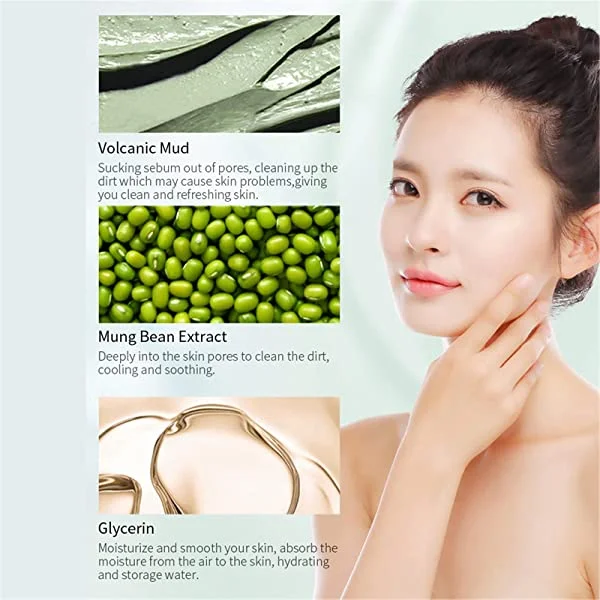 EELHOE Green Tea Clay Mask, Deep Cleansing & Moisturizing Facial Mud Mask for Acne, Blackheads, Pores, Wrinkles, Skincare Masks for Women & Men