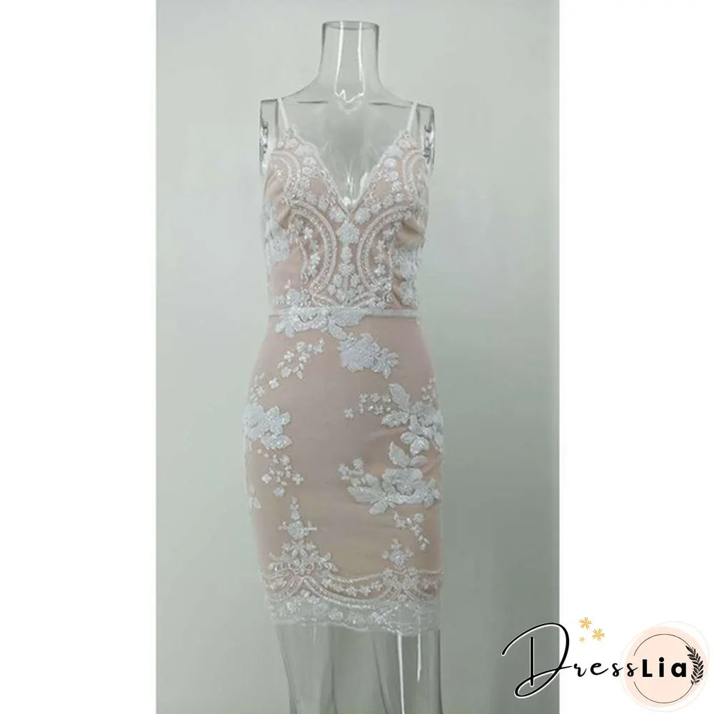 dress sexy v-neck backless women sundress luxury party club wear mini sequined dress