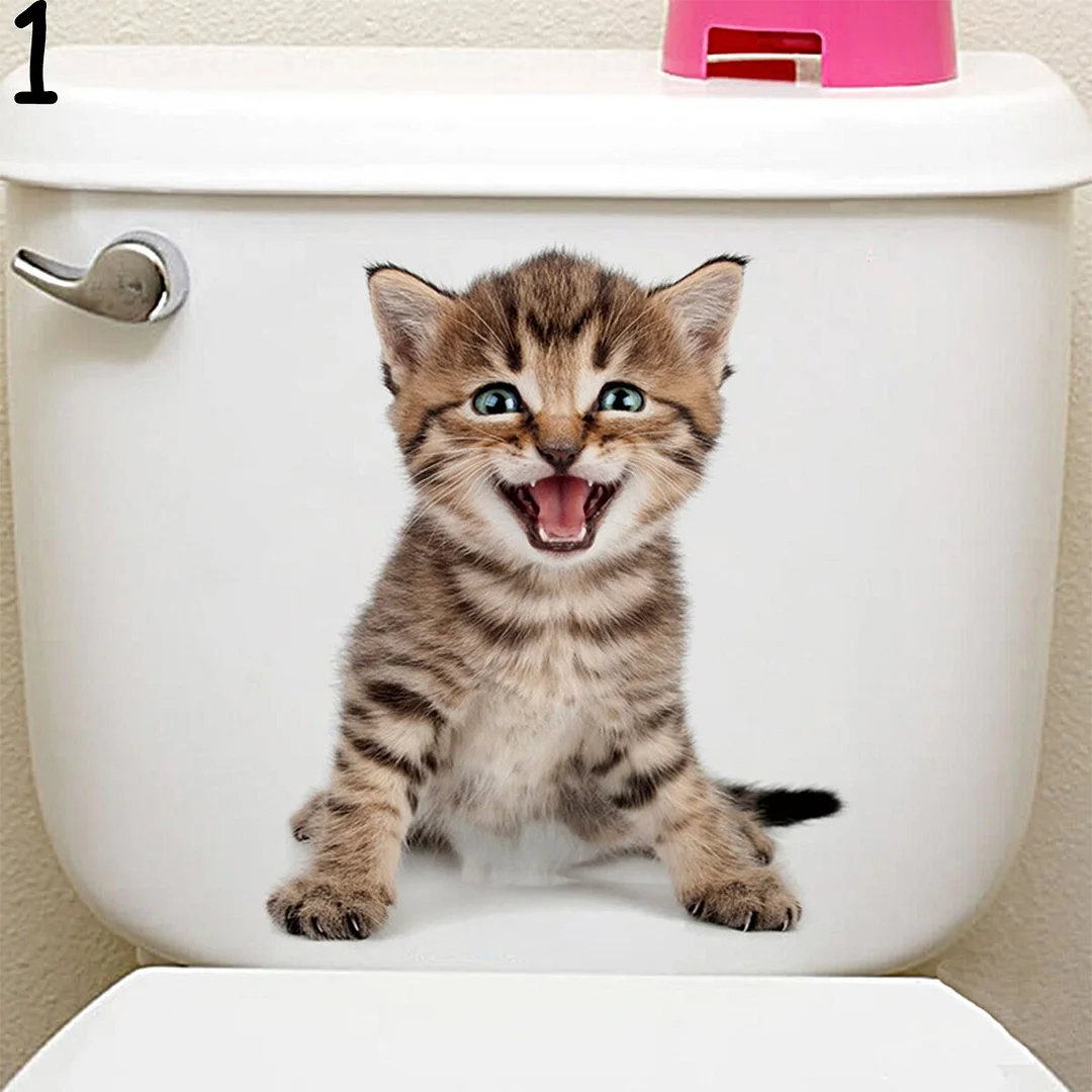 Cartoon Animal 3d Toilet Stickers on The Toilet Seat Cute Cats PVC Wall Sticker Bathroom Refrigerator Door Decor Stickers Decals