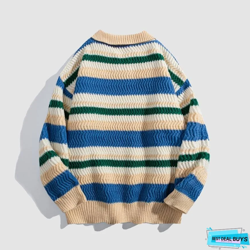 Detachable Drawing Striped Sweater