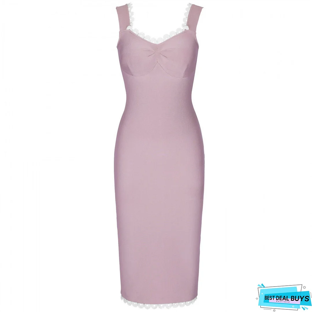 Strappy Sleeveless Frill Over Knee Bandage Dress PZ19194