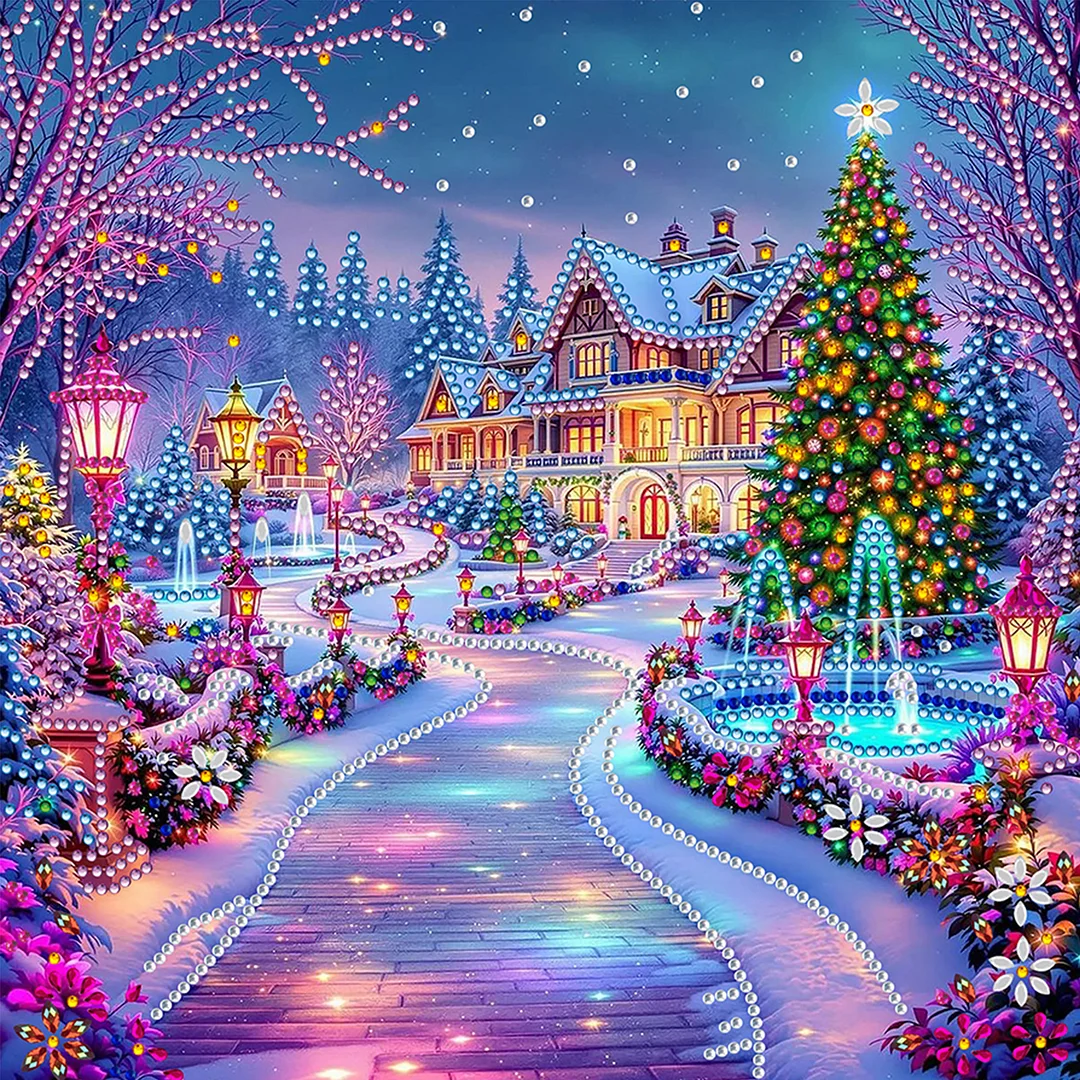 Christmas House - Diamond Painting - Partial Special Shaped Drill(Canvas|30*30cm)