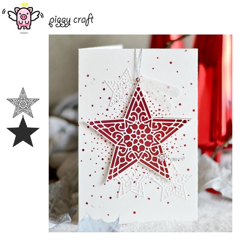 Piggy Craft metal cutting dies cut die mold Star tag decoration Scrapbook paper craft knife mould blade punch stencils dies
