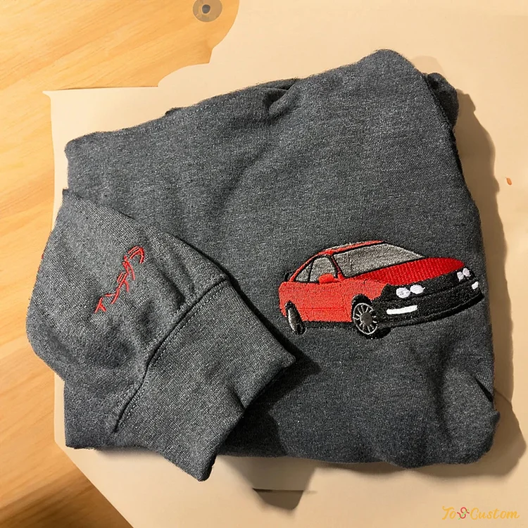 TOSCUSTOM™ Embroidered Car Portrait Hoodie Personalized Car Hoodie Gifts For Men