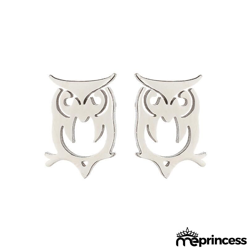 Women Fashion Hollow Eagle Owl Snake Dolphin Bee Giraffe Elephant Dog Cat Rabbit Fish Bird Penguim Stainless Steel Stud Earrings