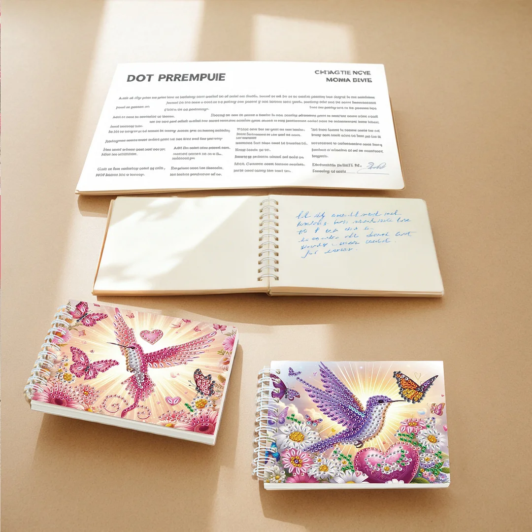 2 Pack Hummingbird DIY Diamond Art Spiral Notebook Kit 80Pages No Lines Gifts