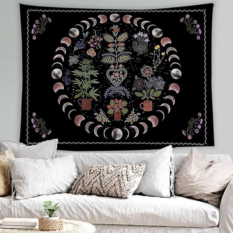 Sun Moon Tattoo Cat Meditation Wall Hanging Tapestry-Thick flannelette