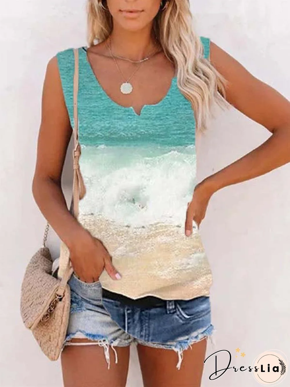 Women's Summer Casual Sleeveless Color-Block Tank Top