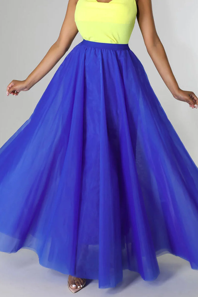 Casual Solid Split Joint High Waist Type A Solid Color Bottoms