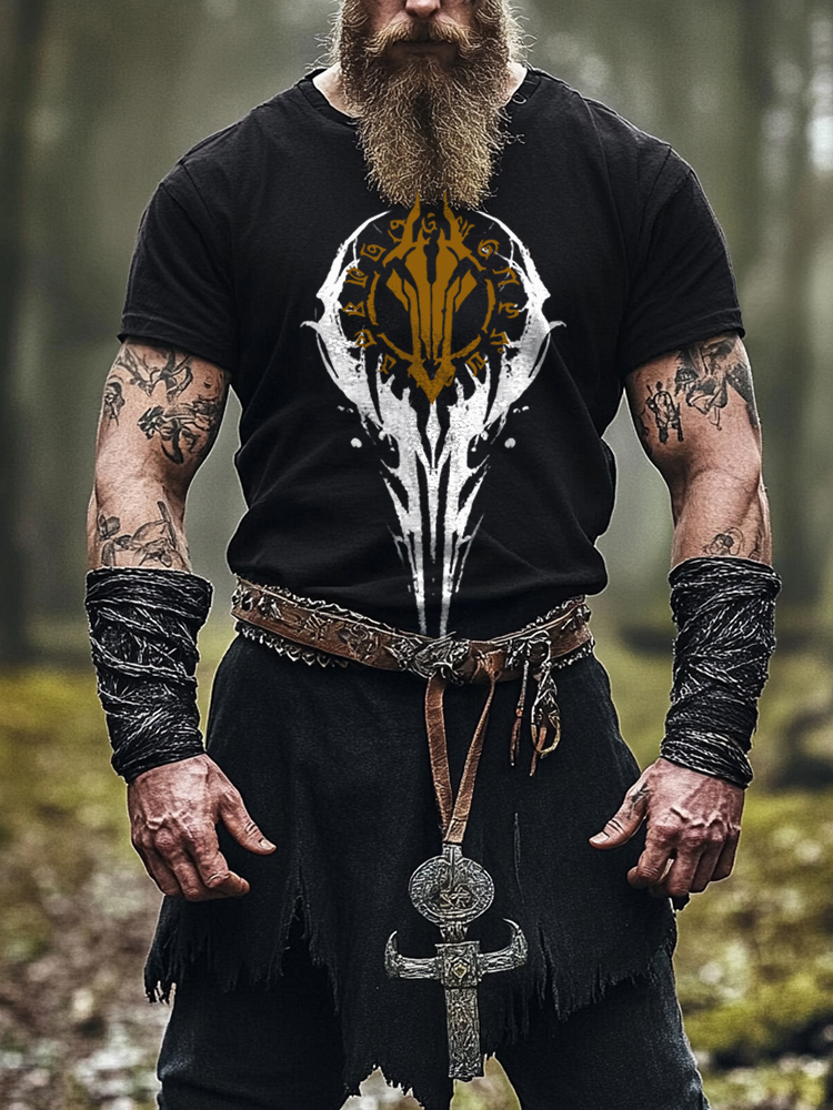 Viking runer Eye of Odin gammel kompass rune totem tatovering design print kortermet t-skjorte / Rvogue / Rvogue