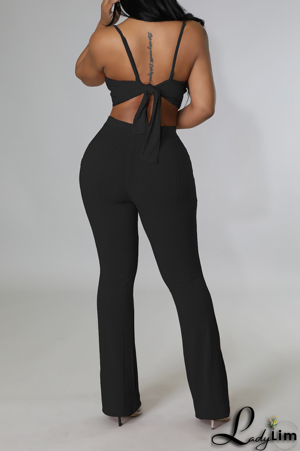 White Fashion Solid Patchwork Spaghetti Strap Sleeveless Two Pieces