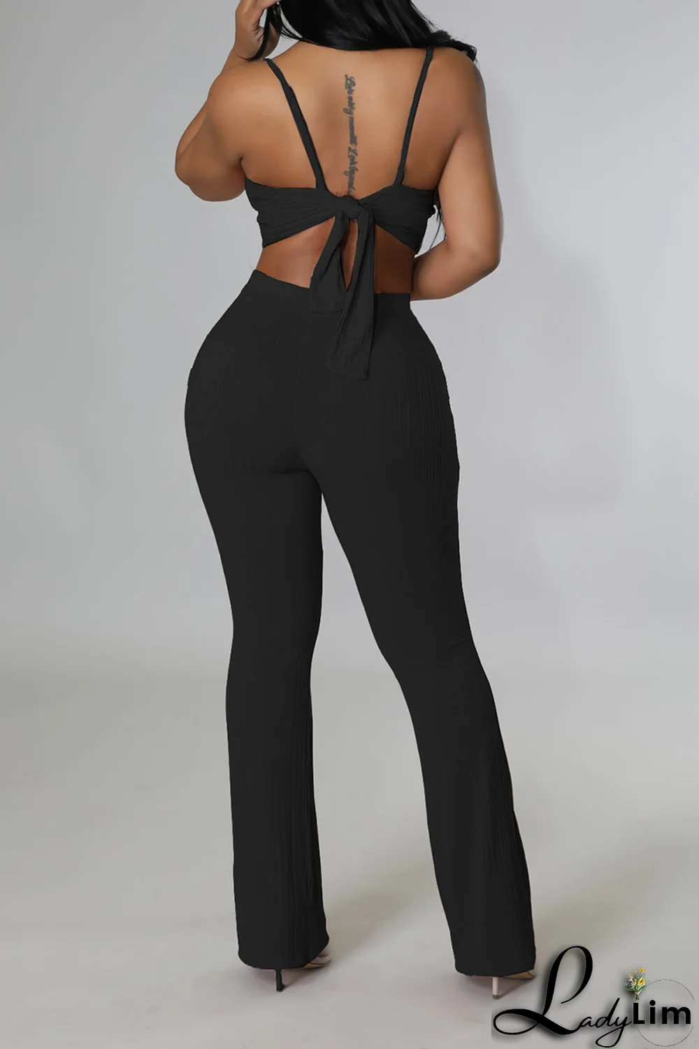 White Fashion Solid Patchwork Spaghetti Strap Sleeveless Two Pieces