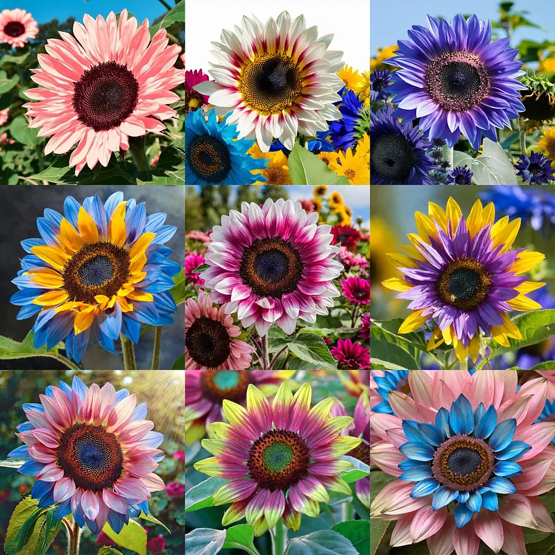 Twin-Blossom Blue Over Pink Sunflower Seeds