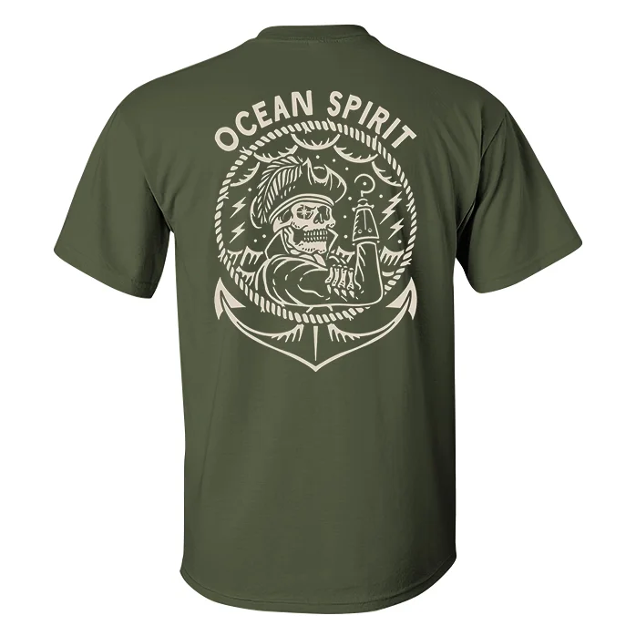 Ocean Spirit Skull Printed Men's T-shirt