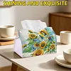 Diamond Painting PU Leather Sunflowers and Dragonfy Tissue Box Holder Desktop Organizer Art Home Office Decor Craft Gift for Women