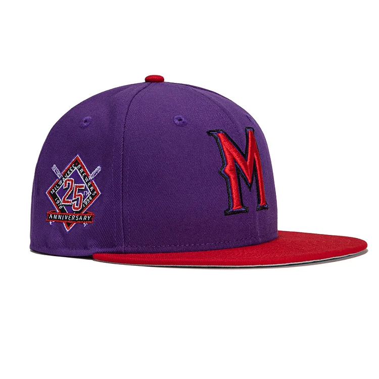 New Era 59Fifty X-Pack Milwaukee Brewers 25th Anniversary Patch Hat- Purple, Red QueenFunky