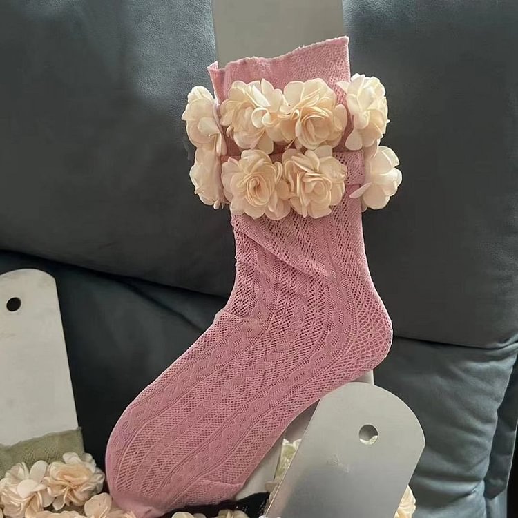 Floral Ribbed Socks Bn991