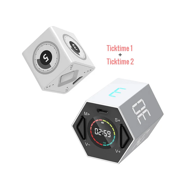 Ticktime Pomodoro Timer, Productivity Timer Cube, Magnetic 1 pack, Silver