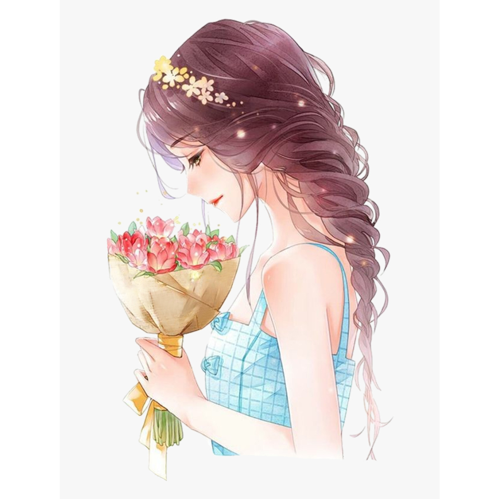 

Girl with Bouquet - 11CT Stamped Cross Stitch - 40*50CM, 501 Original