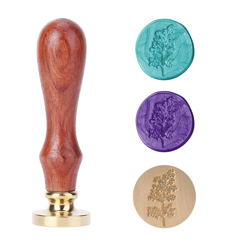Wood Handle Paint Seal Retro Plant Pattern DIY Wax Seal Stamp Post Decor