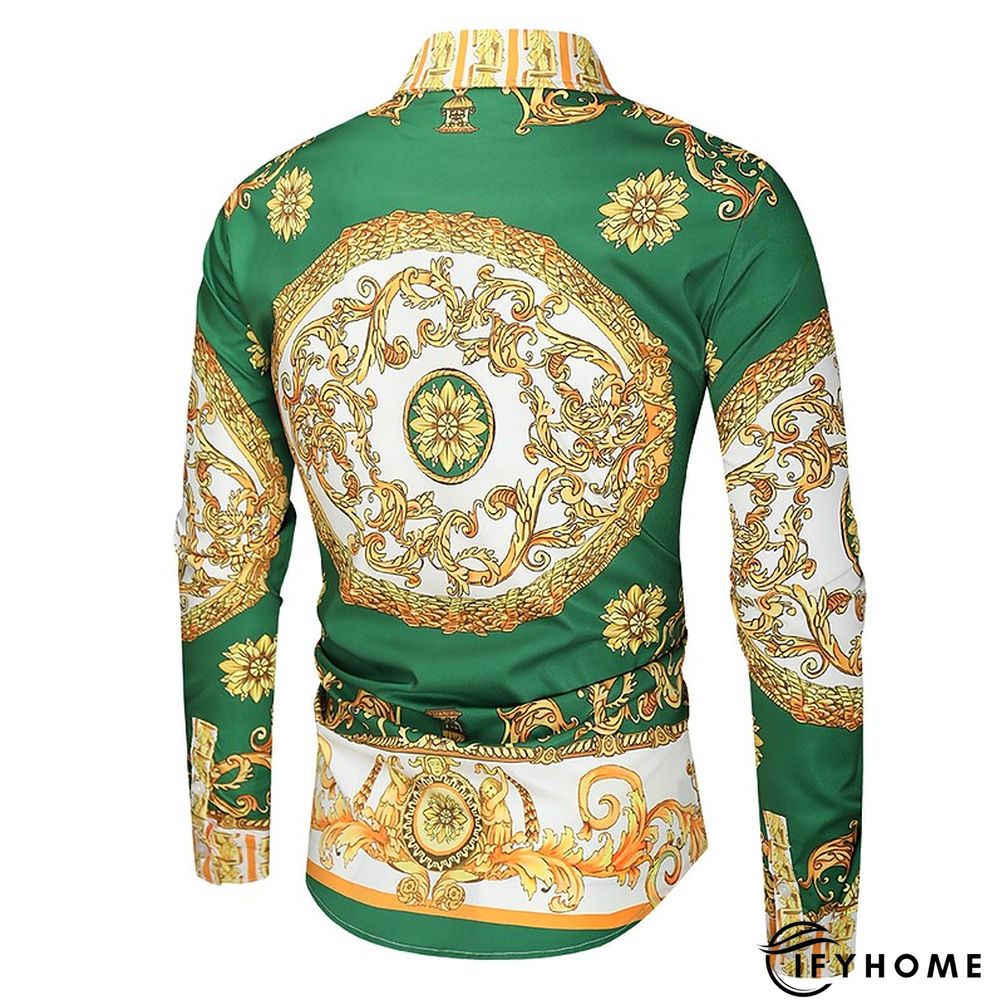 Men's Shirt Prom Shirt Classic Collar Spring &  Fall Long Sleeve Black White Red Geometric Party Casual Clothing Apparel Print | IFYHOME