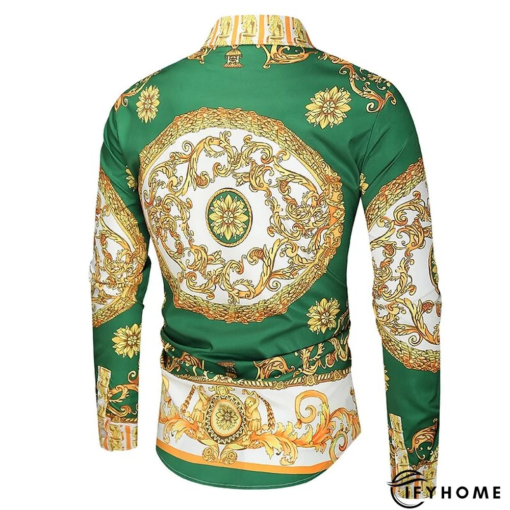 Men's Shirt Prom Shirt Classic Collar Spring &  Fall Long Sleeve Black White Red Geometric Party Casual Clothing Apparel Print | IFYHOME