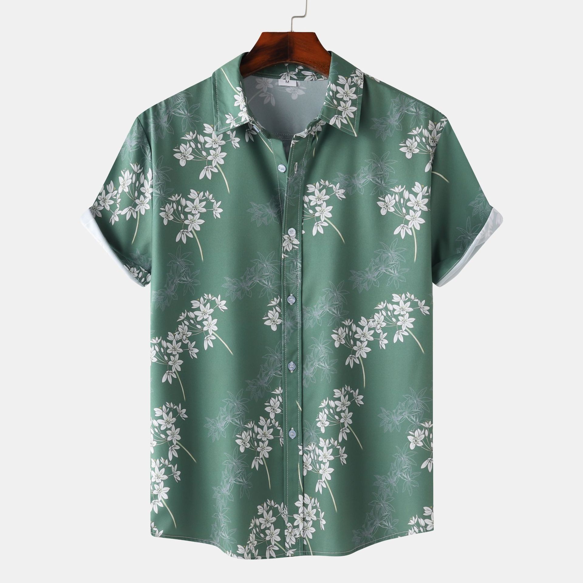 Men's casual and fashionable Hawaiian beach vacation printed short sleeved shirt PLUSCLOTHESMAN