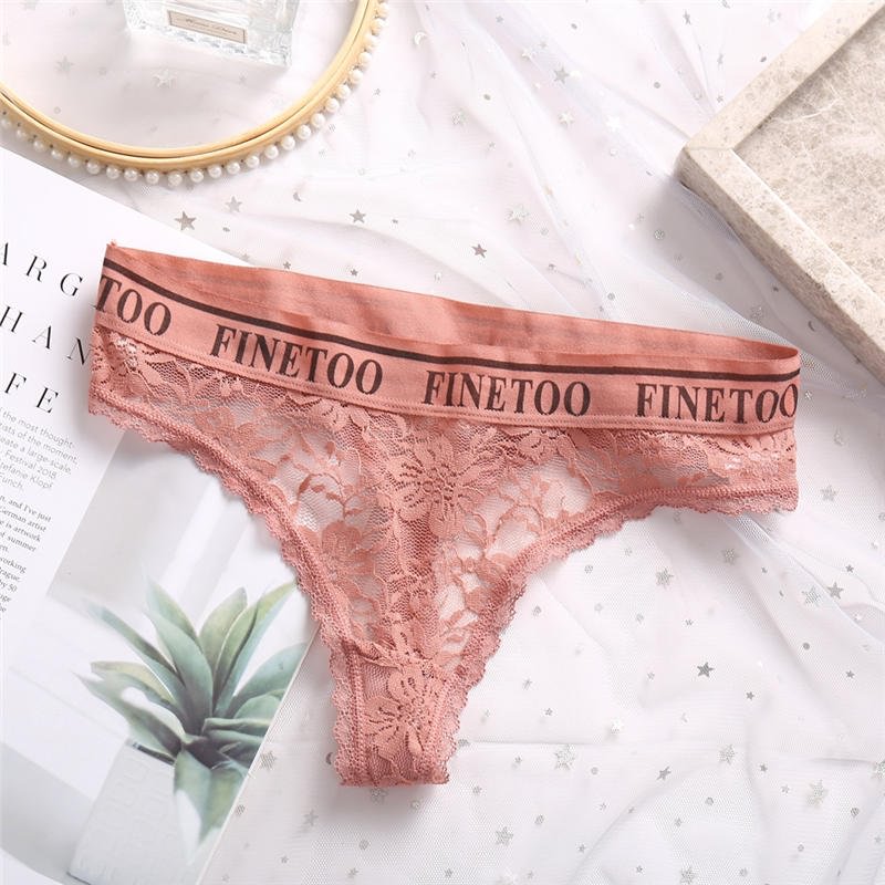 Women Thong Sexy Lace Panties Perspective Underwear Lingerie Panties Floral Lace Underpants Solid Color Briefs for Female Pantys