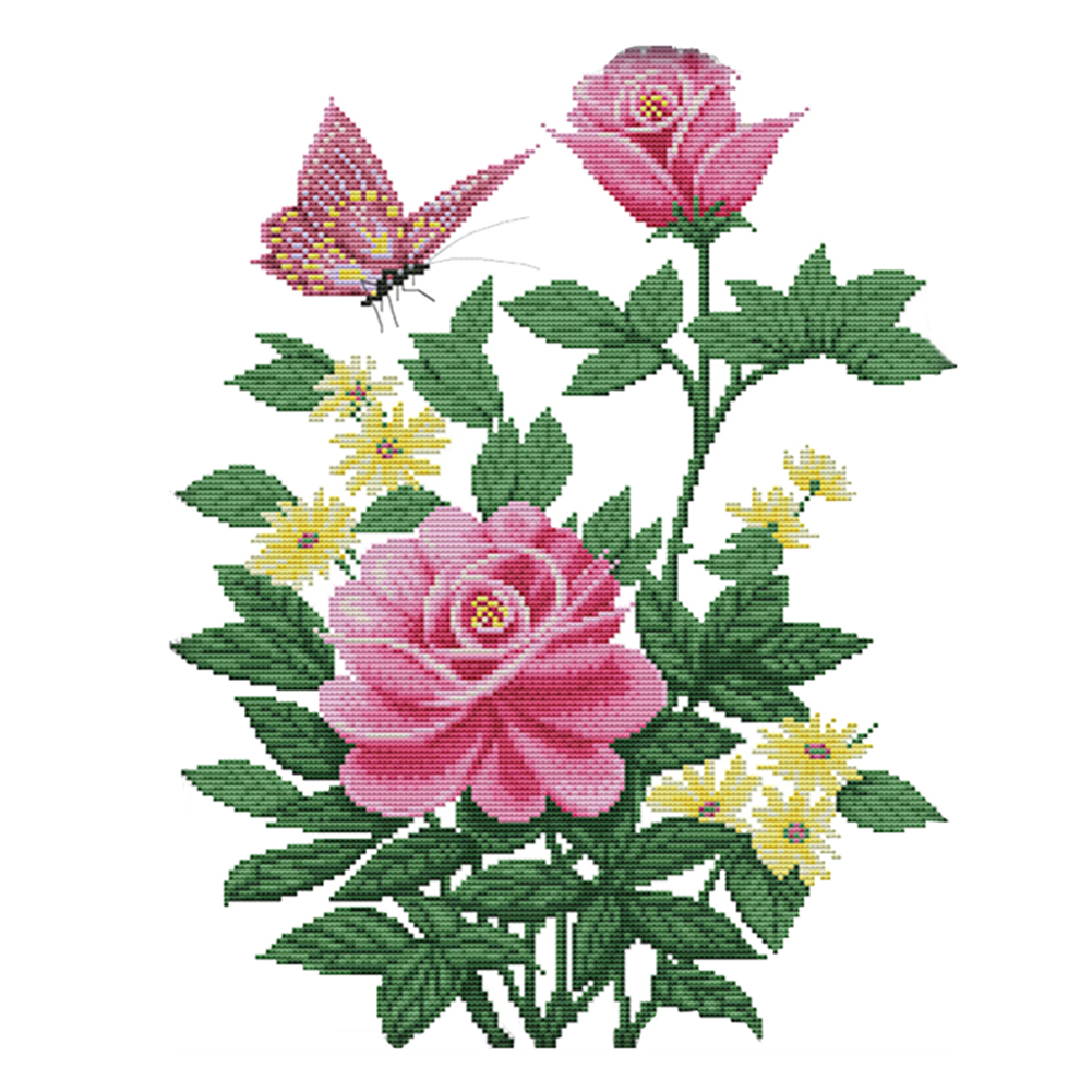 

43*35CM - 14CT Stamped Cross Stitch-Flowers Series, 501 Original