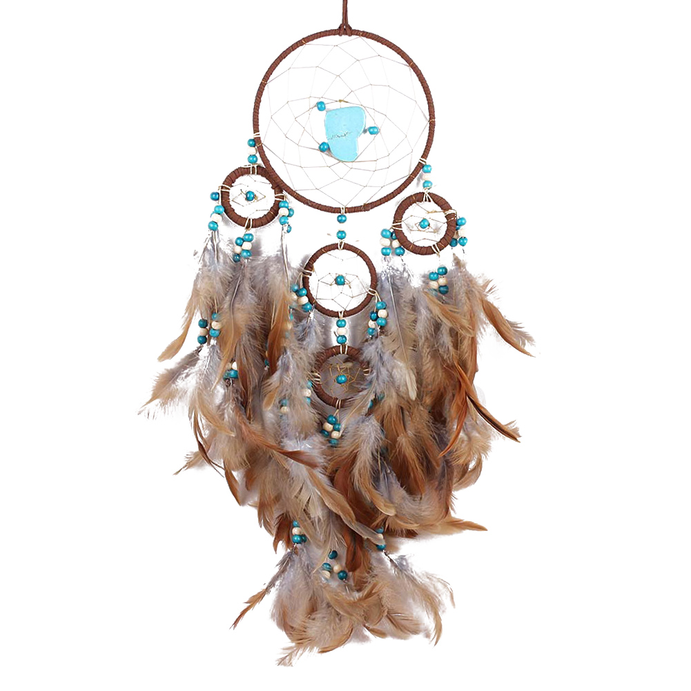 

Feather Dreamcatcher Five-ring Handmade Wind Chime Wall Ornament Room Decor, 501 Original