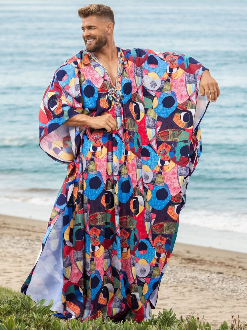 Men's Ethnic Printed Long Kaftan