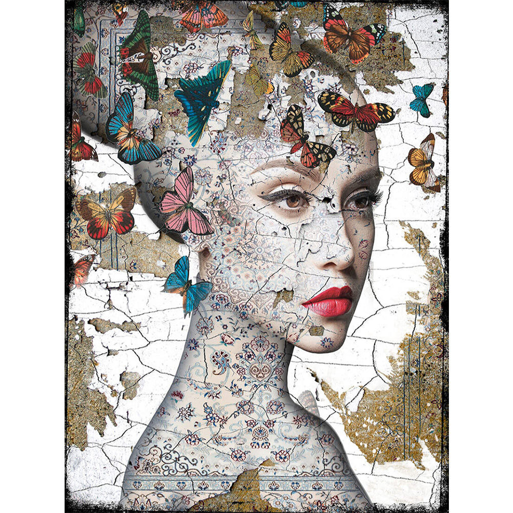 

Butterfly Fragment Woman - Round Drill Diamond Painting - 30*40CM, 501 Original