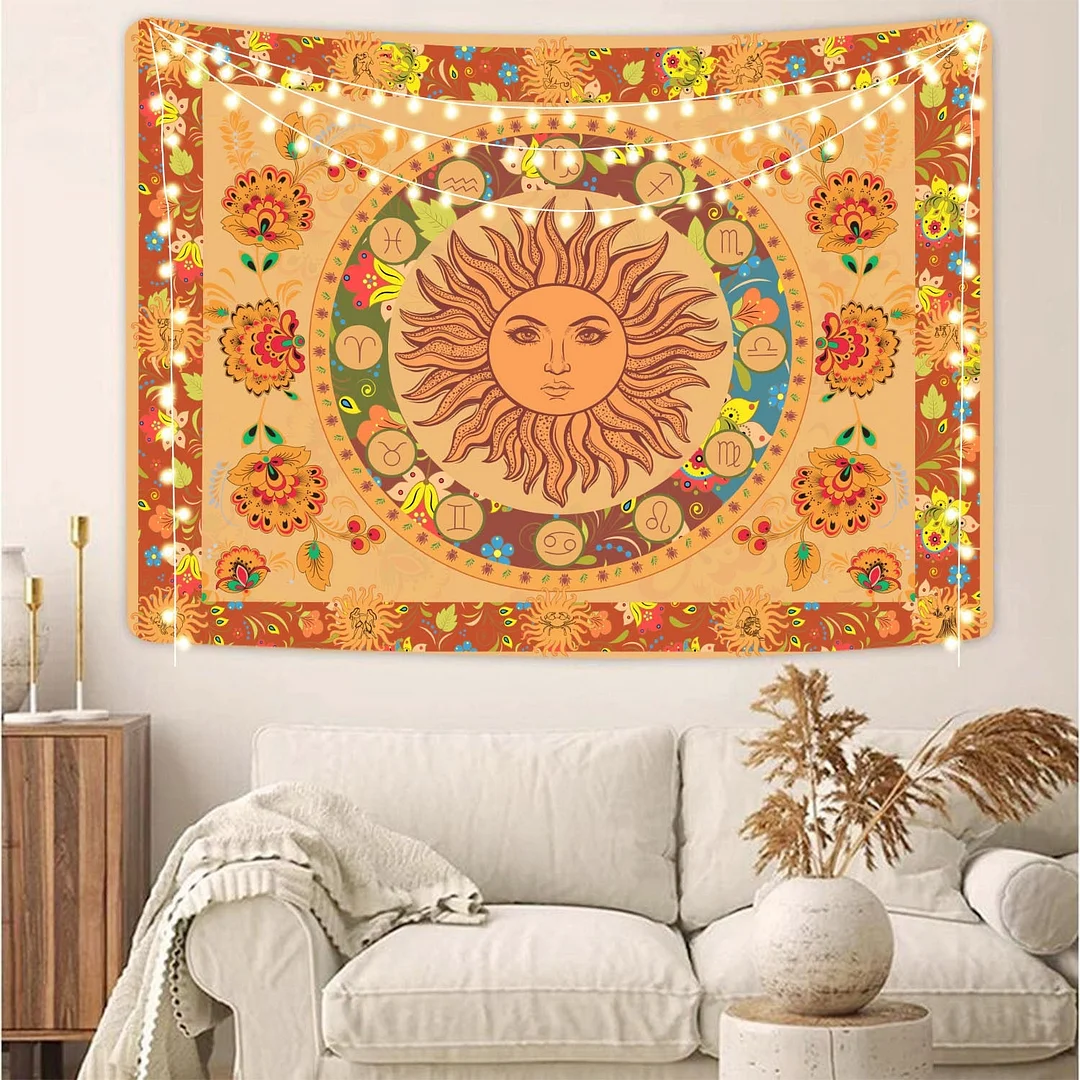 India Mandala Tapestry Boho Decor Wall Cloth Hippie Butterfly Life Tree Blanket Mushroom Sun Moon Wall Carpet