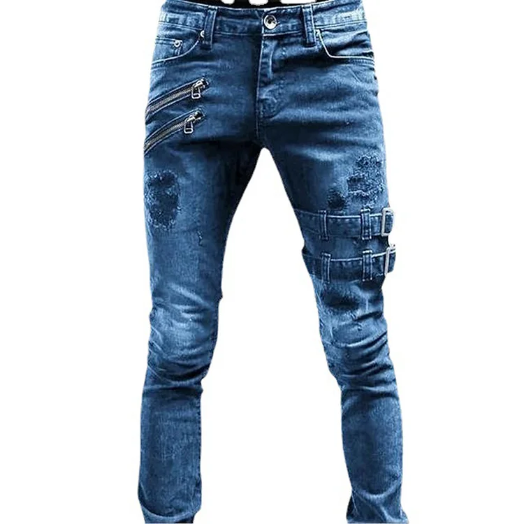 BrosWear Statement Biker Zip Tie Jeans