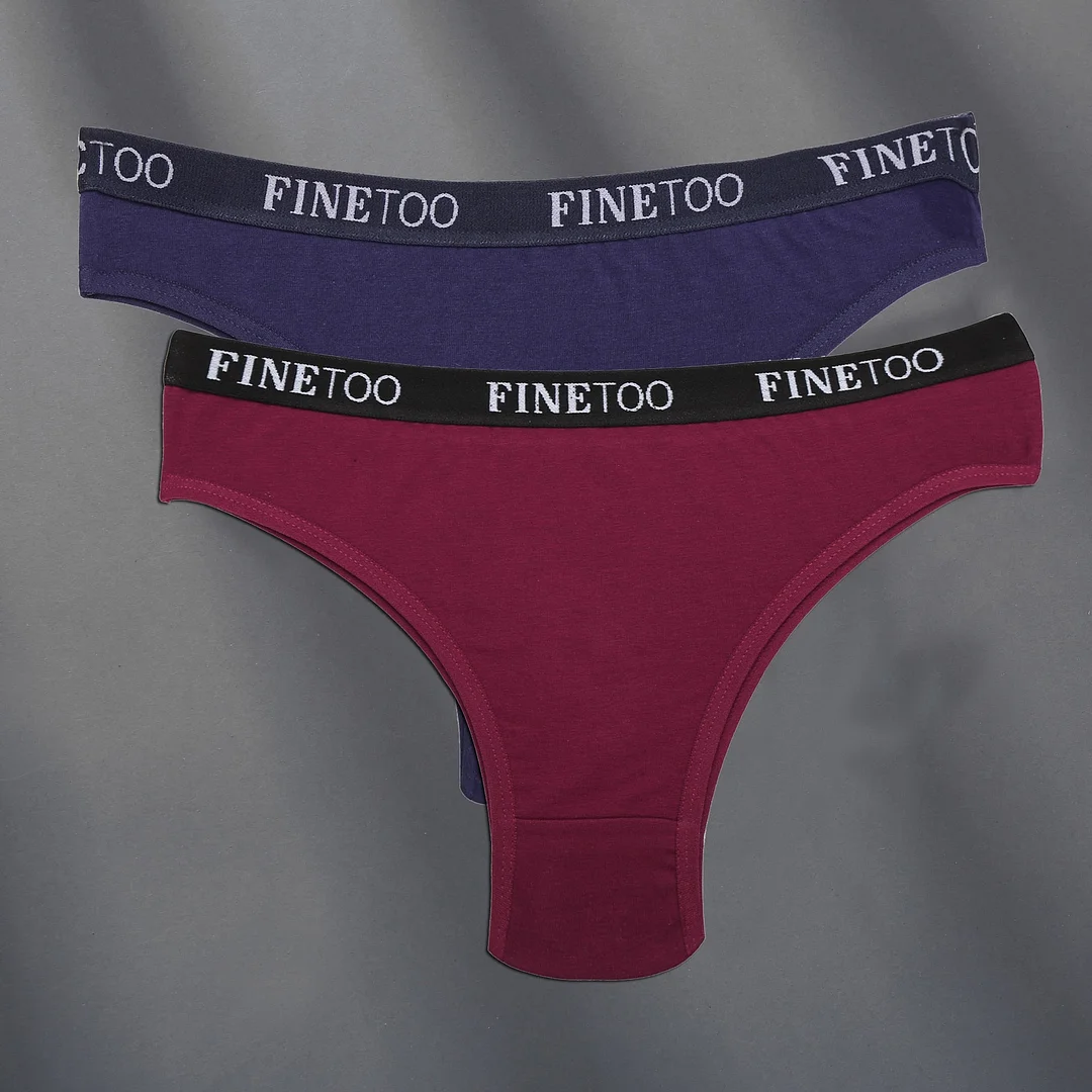 FINETOO 2PCS/Set Cotton Women Sexy Panties Letter Waisted Woman Underwear Fashion Underpant M-XL Female Girls Briefs Lingerie