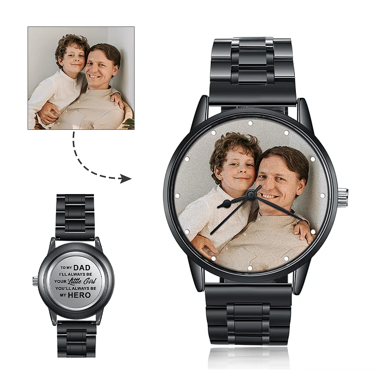 To My Dad Photo Stainless Steel Watch Father's Day Gift