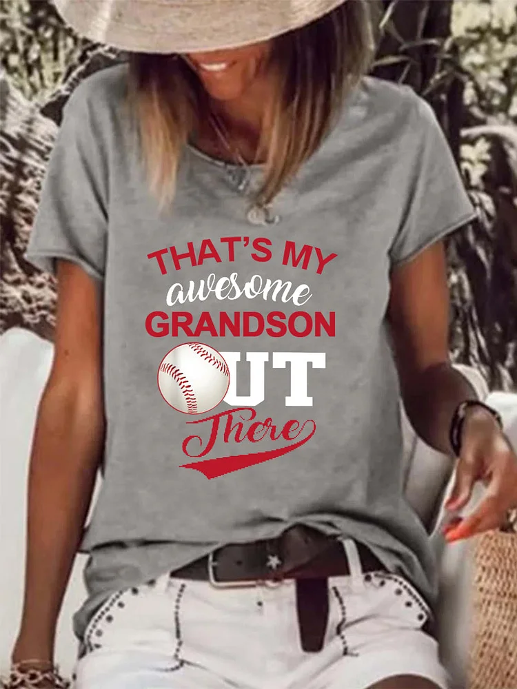 That's My Awesome Grandson Out There Raw Hem Tee -07029