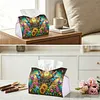 (24cm)Diamond Art Tissue Box Cover DIY PU Desktop(Flowers and Butterflies)