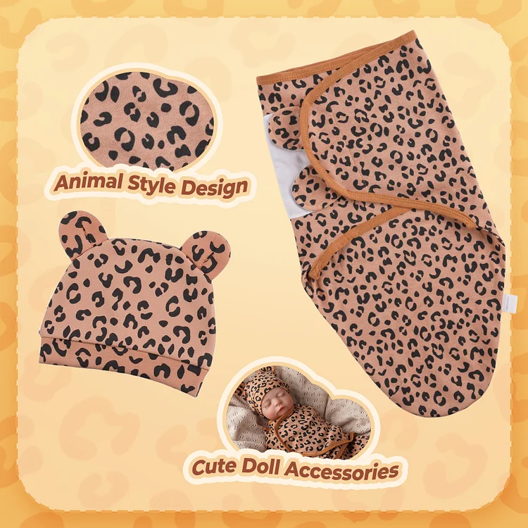 For 17"-22&rdquo; Reborn Baby 17-22" Doll Wrap Scarf in Leopard Print Accessories