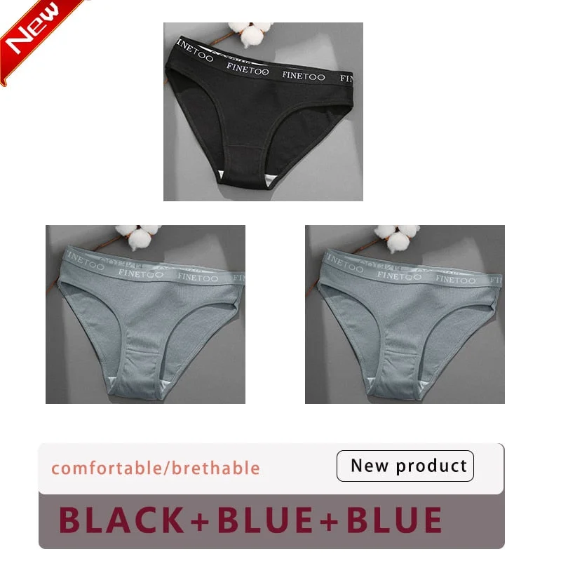 3PCS/Set Cotton Underwear For Woman Sexy Letter Panties Underpants Female M-XL Briefs Intimates Lingerie 6 Solid Color Pantys