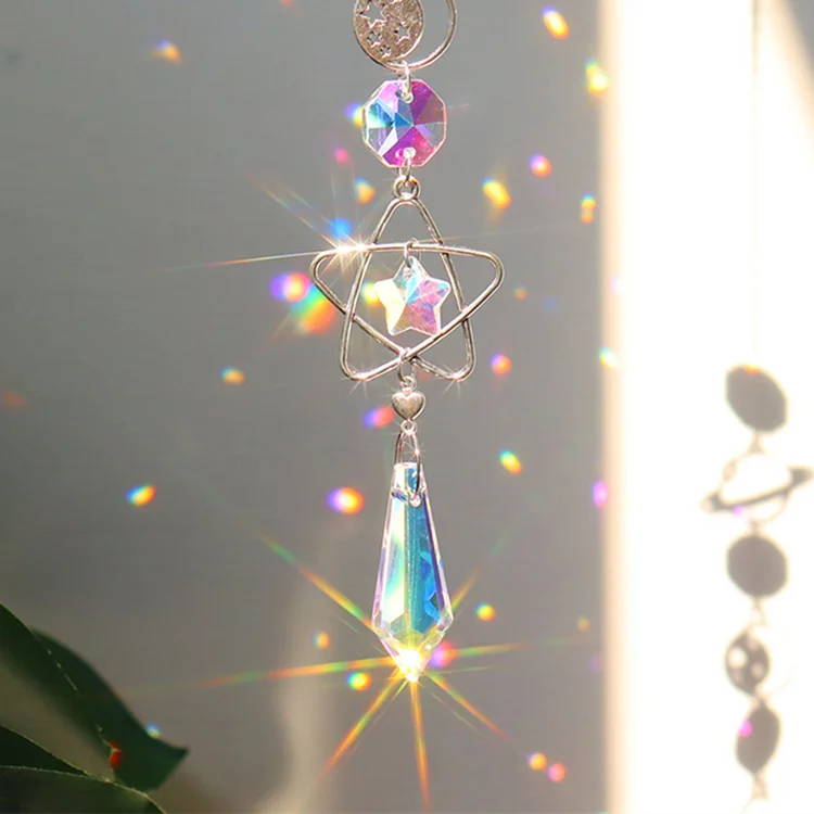 Crystal Wind Chime Prism Catchers Ornament Curtain Home Garden Pendant (C)