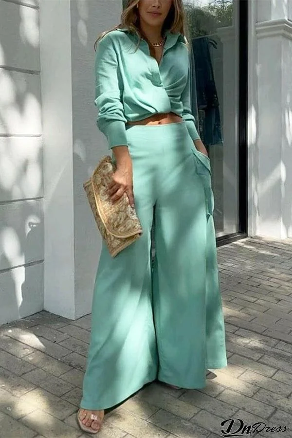 Solid color casual two-piece suit