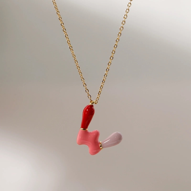 Copper 14K Gold Plated Chain Letter Pendant Necklace