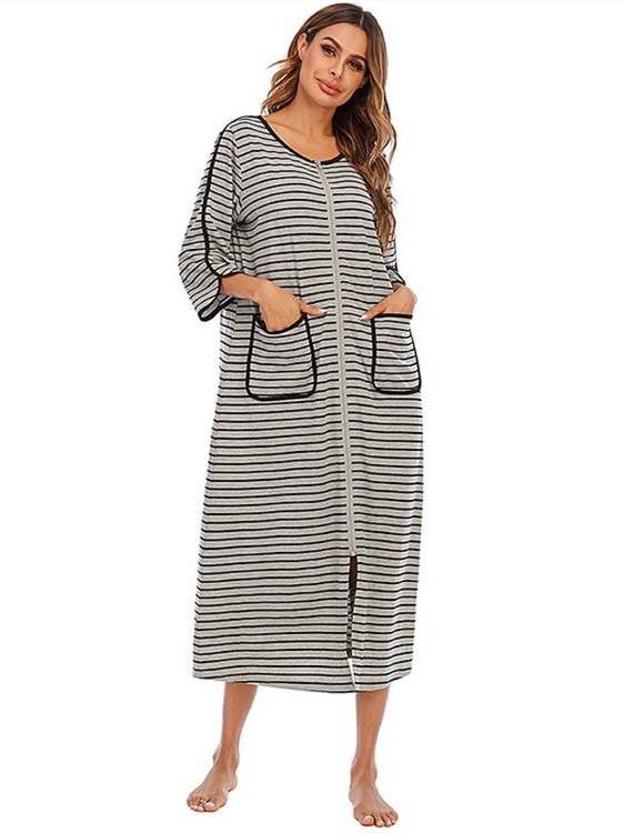  thdmladies Zipper Loungewear Sleepwear With Pockets thedmladies
