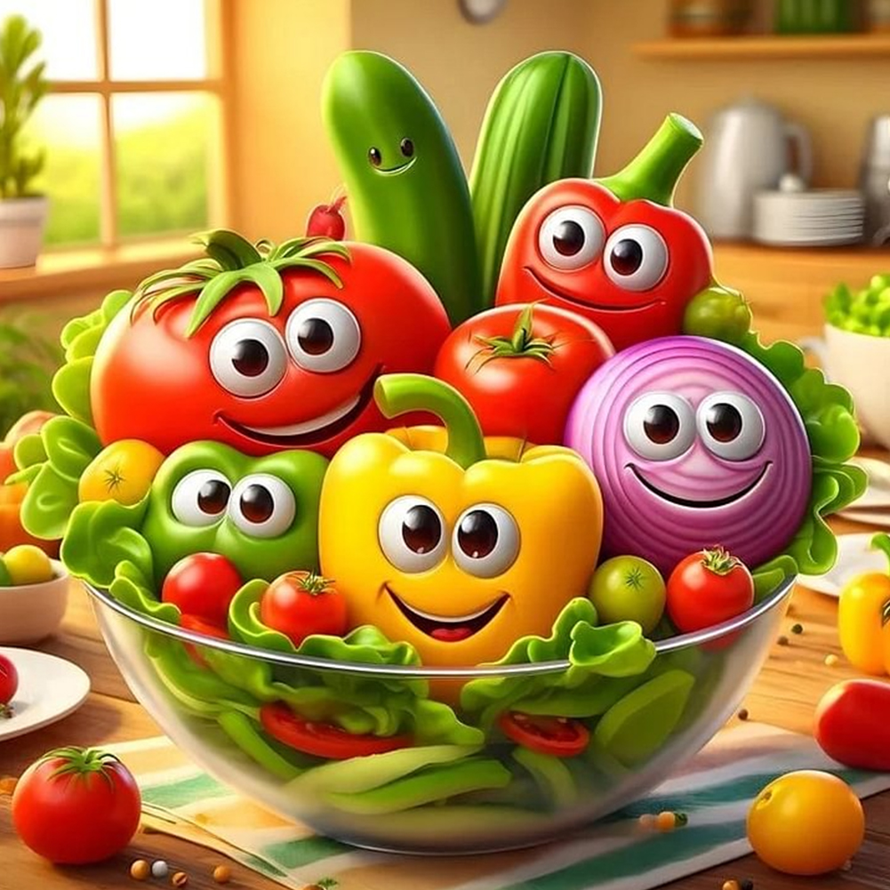 Big Eyes Fruit 40*40cm(canvas) full round drill diamond painting